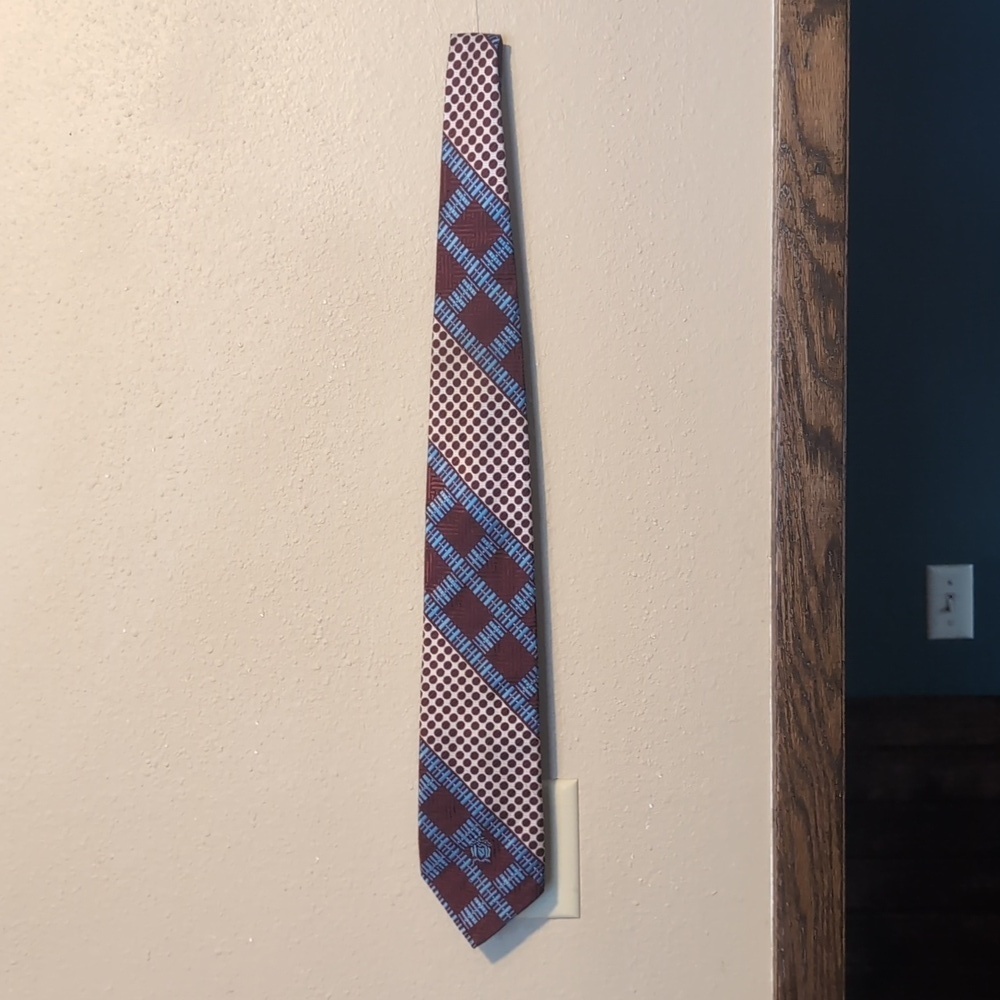 Oleg Cassini Red and Blue Patterned Tie